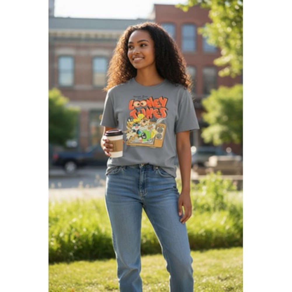 Looney Tunes Shirt Unisex Large Gray Warner Bros Bugs Bunny Taz Graphic‎ Cartoon